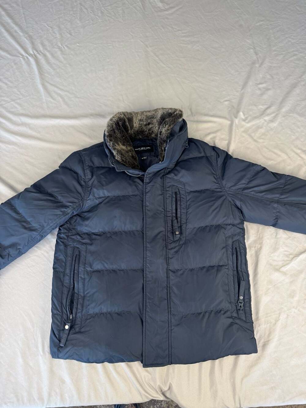 Marc New York Horizon Down & Feather Coat with Faux Fur Collar